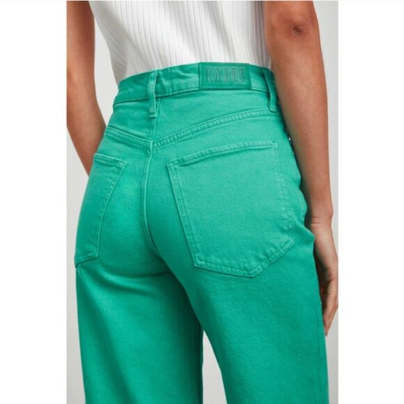 New Rails The Getty High Rise Wide Leg Jeans in Emerald Green Size 26 - Picture 4 of 16